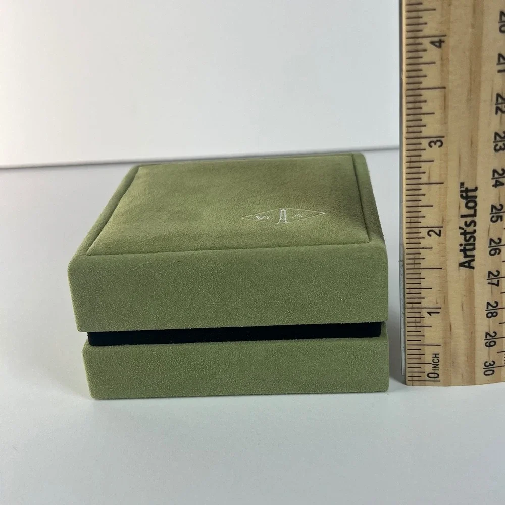 Van Cleef & Arpels Jewelry Box Green Suede Small Square Presentation Case VCA